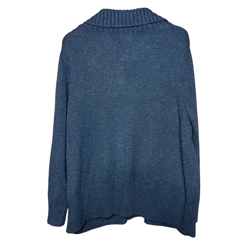 Karen Scott Cardigan Women 2X Teal Blue Button Front Textured Knit Pocket - Picture 2 of 8